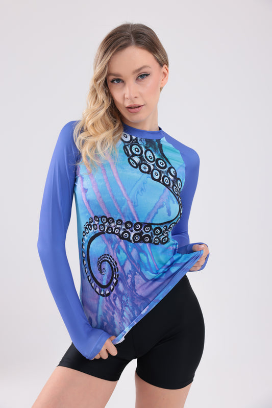 UPF50,KADIN UZUN KOLLU,RASHGUARD,DALIŞ,YELKEN,SÖRF,SCUBA,KÜREK,KANO ÜST GİYİM-NP-803