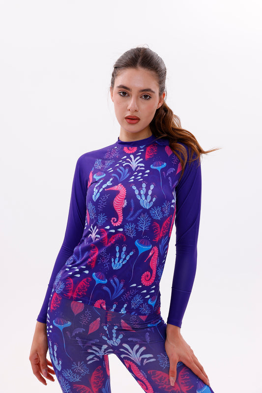 UPF50,KADIN UZUN KOLLU,RASHGUARD,DALIŞ,YELKEN,SÖRF,SCUBA,ÜST GİYİM-NPT-8007-2